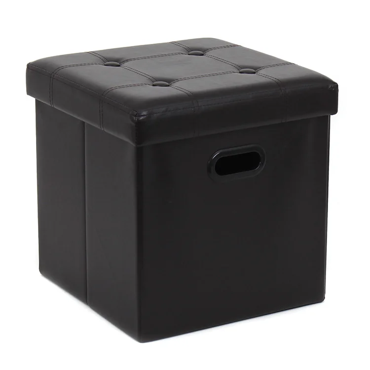 OEM custom made multipurpose cube storage ottomans pvc leather square chair ottoman