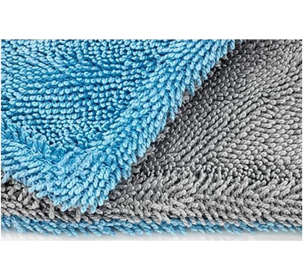 [Royal Plush] Double Pile Microfiber Detailing Towel (16 in. x 16 in, 600 GSM) - 3 Pack (Blue   Gray)