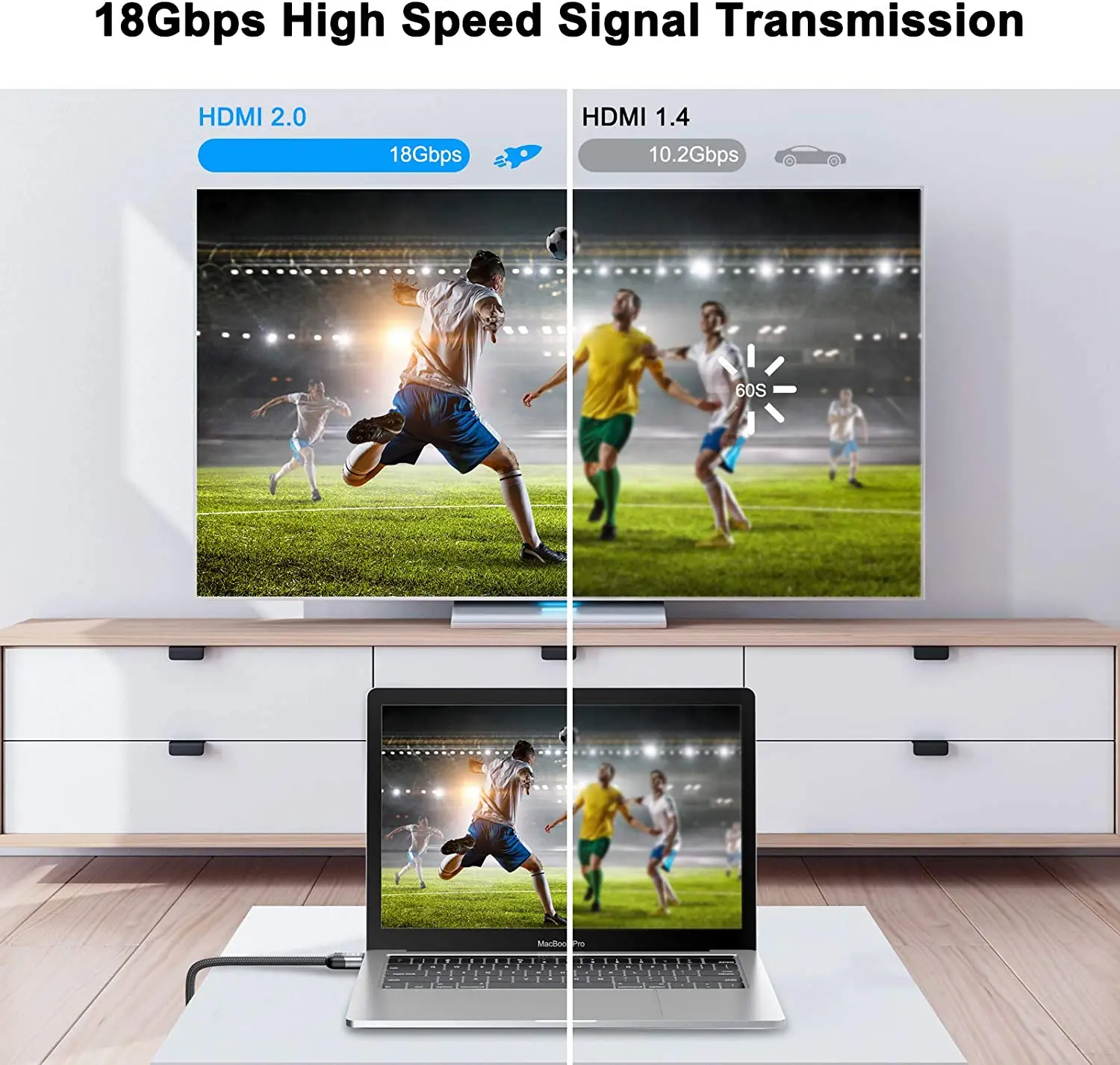 Custom logo HDMI 4K 60hz Cable Audio Video HDMI 2.0 Cable Male to Male HDMI Cable for HDTV Projector