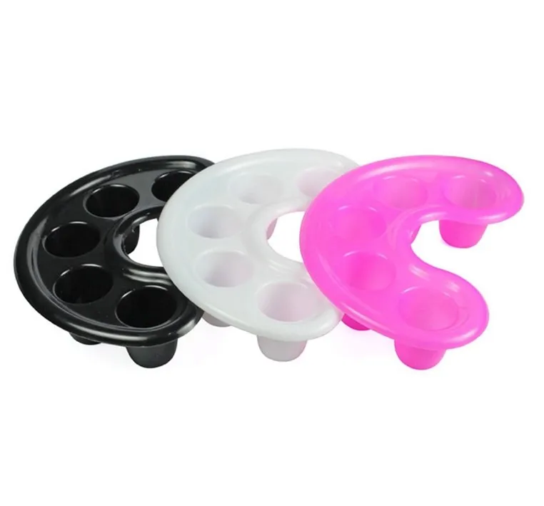 Nail factory wholesale 5 fingers holes soak off bowl plastic tray nail art manicure bowl
