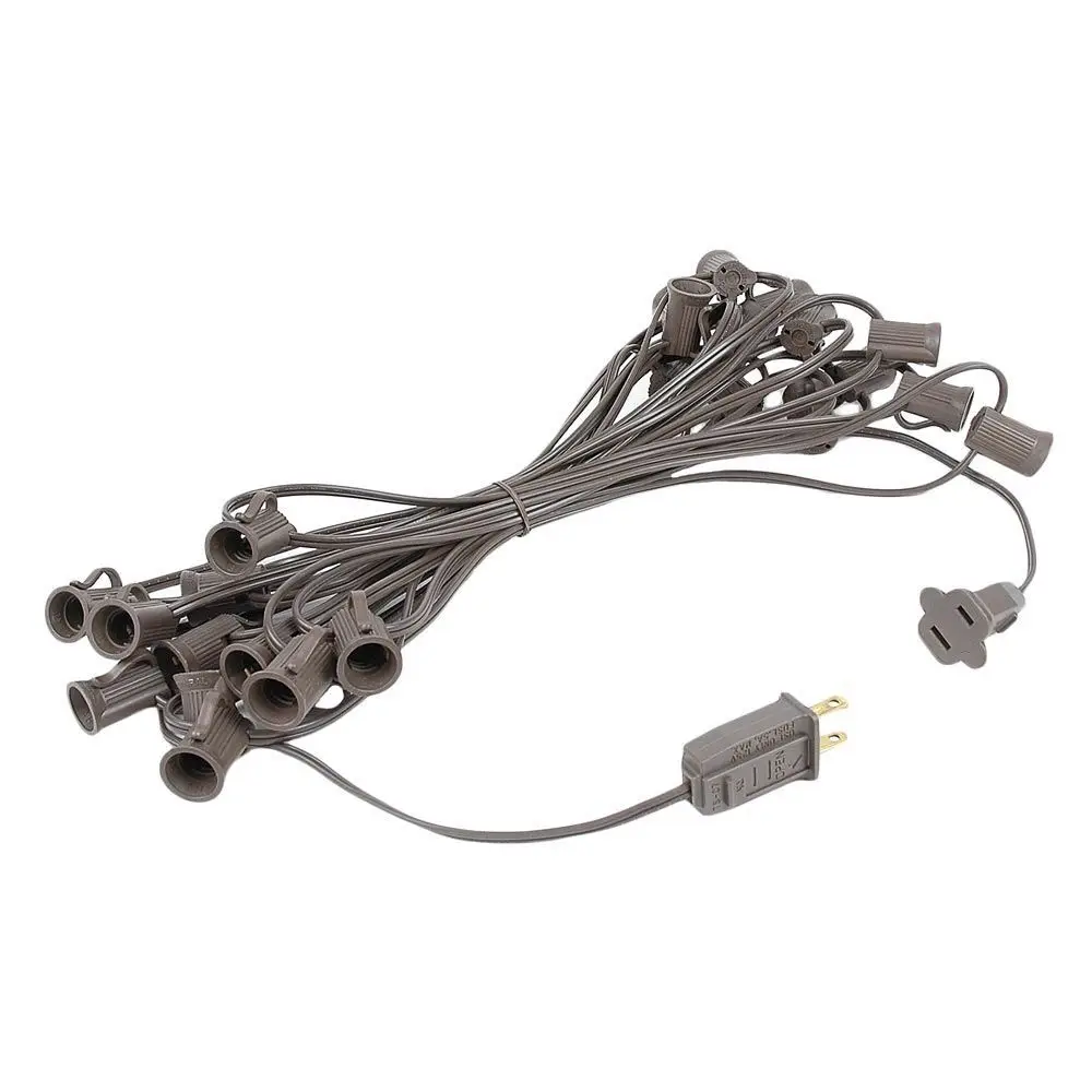 25ft E12 C7 light stringer 12 inches spacing outdoor string light cord with 25 sockets