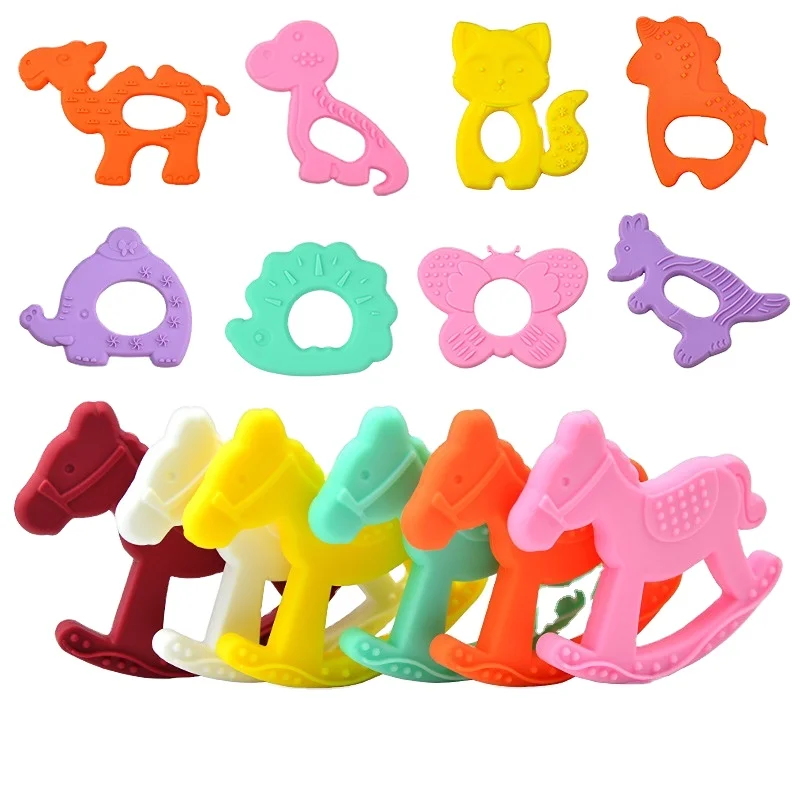 Food Grade Bpa Free Chewable Educational Animal Cognition Baby Teethers Silicone Teether
