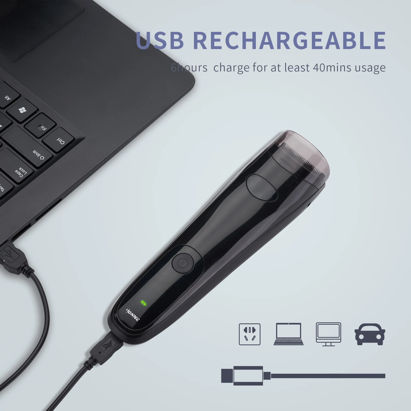 Titanium-coated ceramic blade rechargeable cordless use washable hair cut vacuum hair clipper