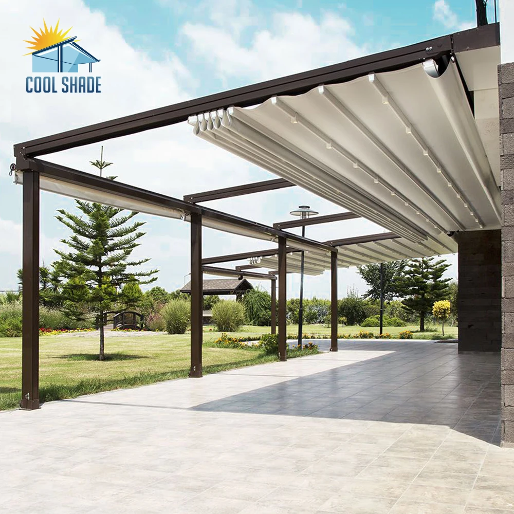 Open and Closed Shade Electric Retractable Roof Pergola Patio Waterproof Gazebo Pergola Aluminum Outdoor Metal Arbours
