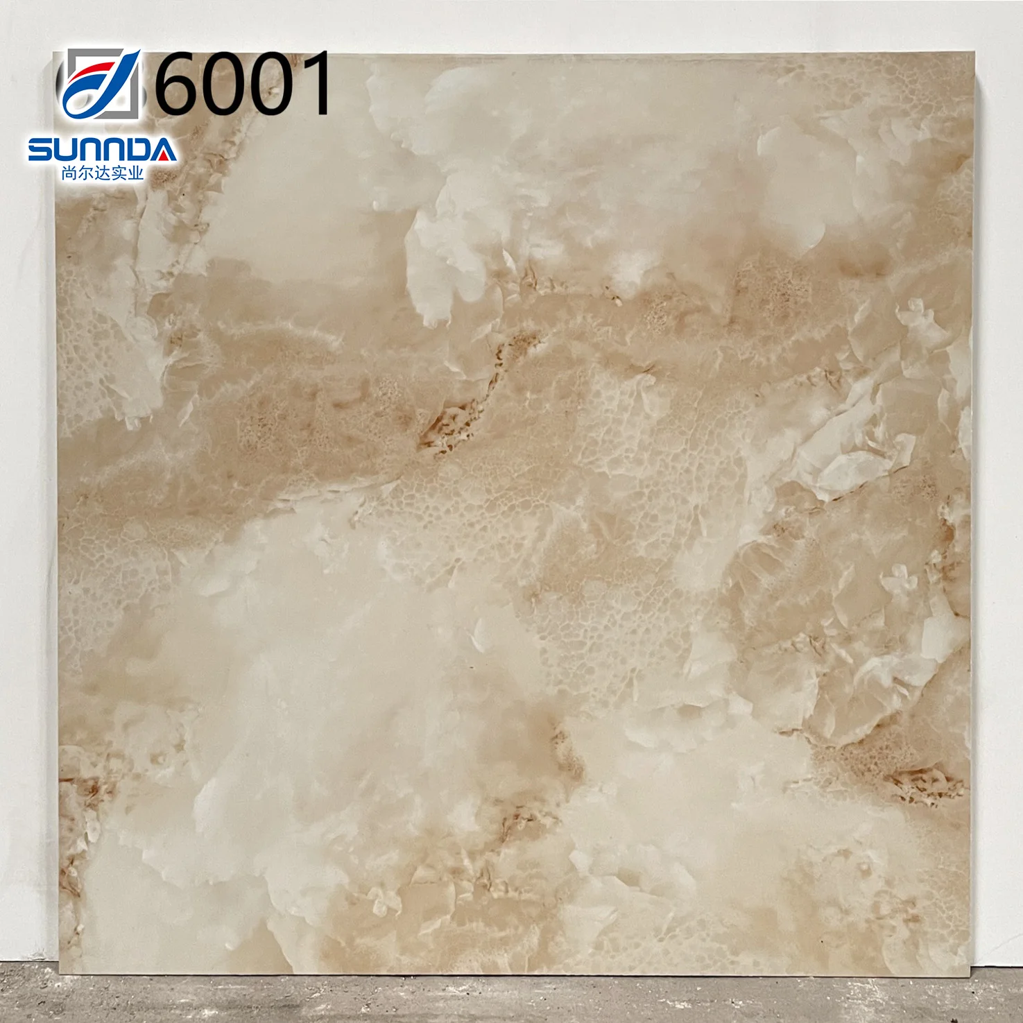 Glazed Floor Tile Marble Design Brown Color Interior Flooring High Glossy Full Polished Porcelain Tiles