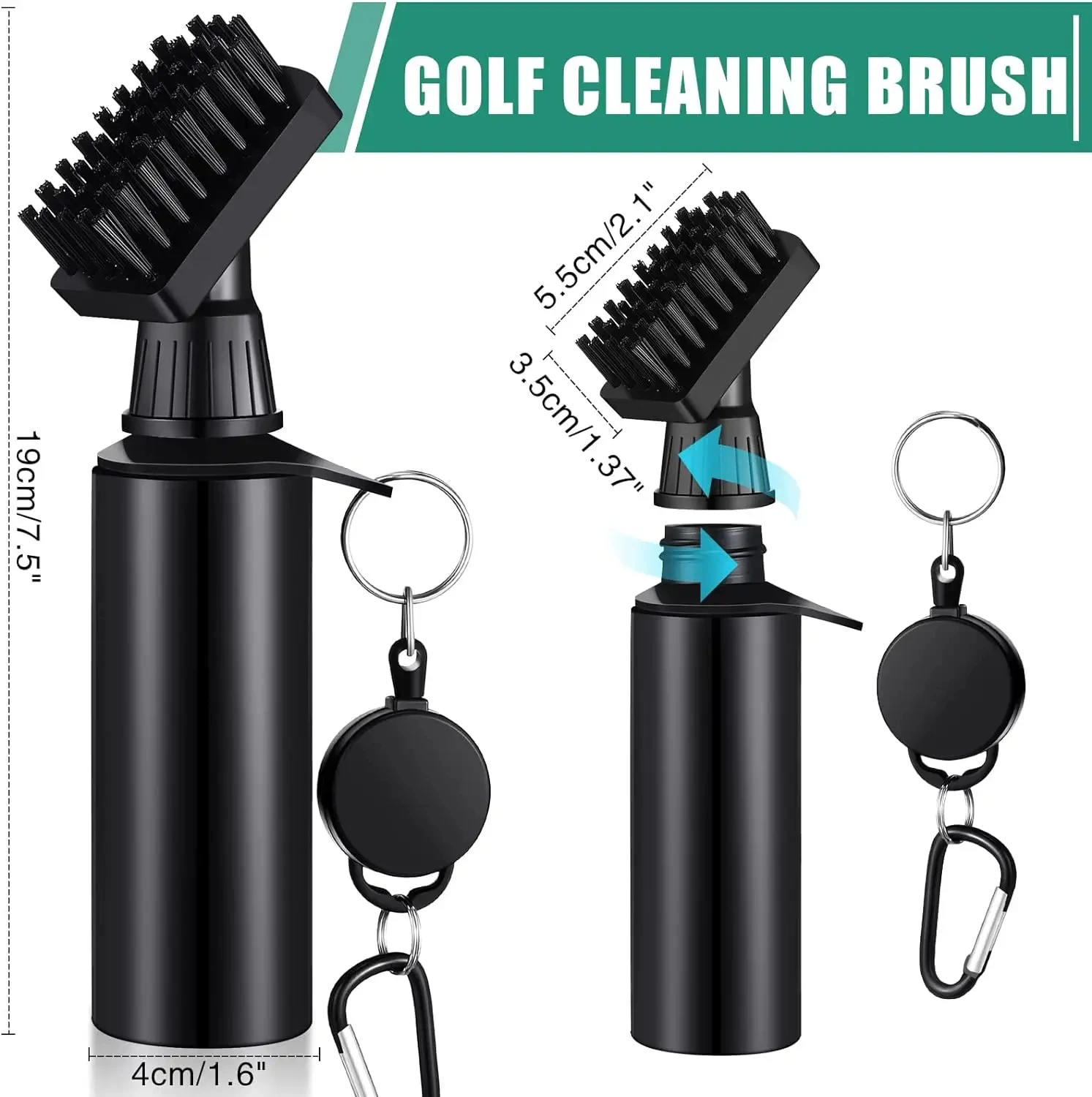 Custom Logo Portable Golf Club Spray  Brush Large Nylon-Bristles Head Cleaning Brush