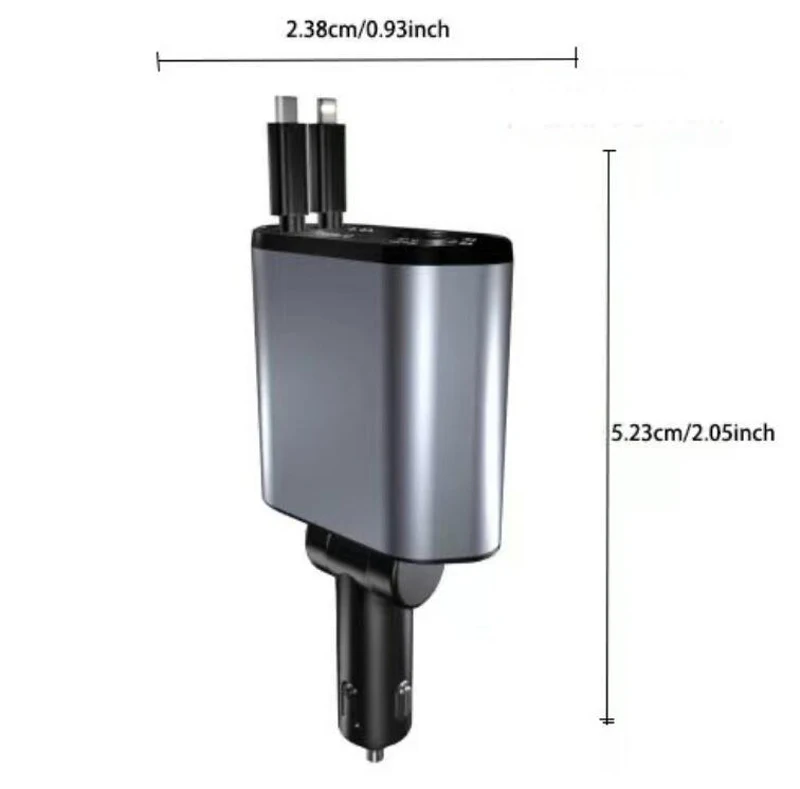 New 4in1 Multifunctional  100w 4 in 1 digital display fast charging charger retractable cable car charger with 2 charging cables