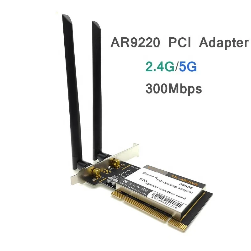 For Atheros AR9220 802.11a/b/g/n 2.4GHz/5GHz 300Mbps Desktop PCI WiFi Adapter Wireless Network card for ROS/Wind7/8/10