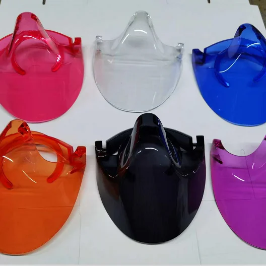 
Custom fashion plastic clear ppe reusable anti fog half safety glasses faceshield cover transparent color ear face shield 