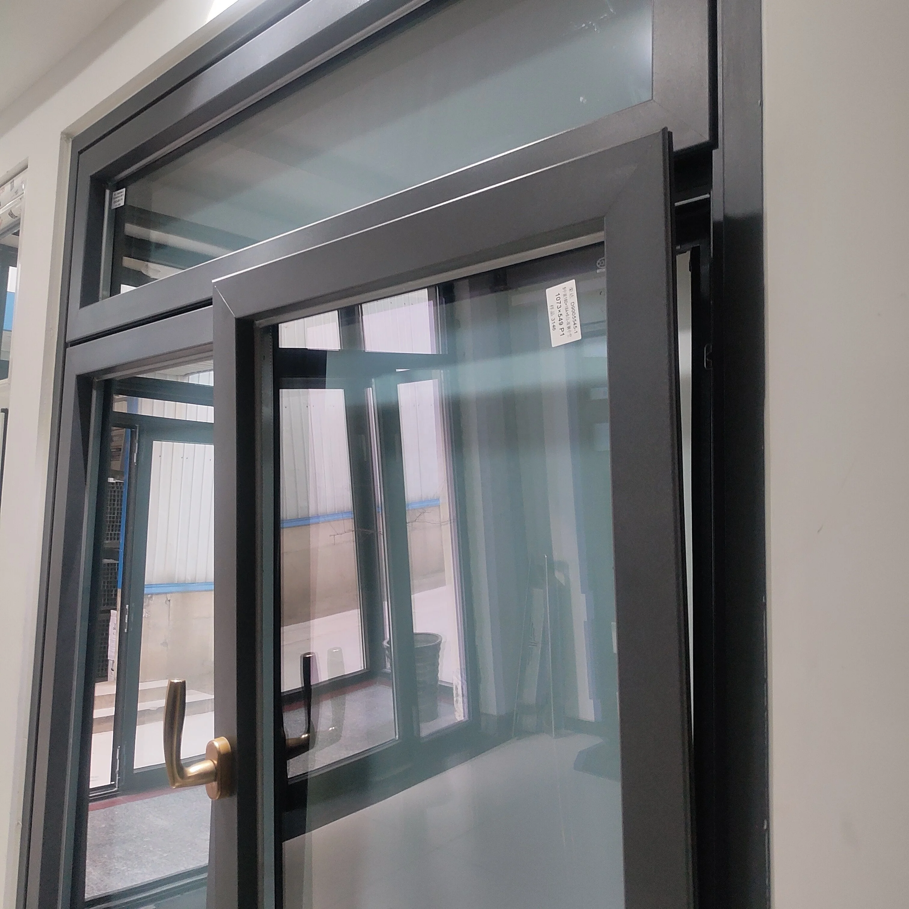 Double glazed simple latest design champagne color 3 tracks exterior aluminium balcony sliding window