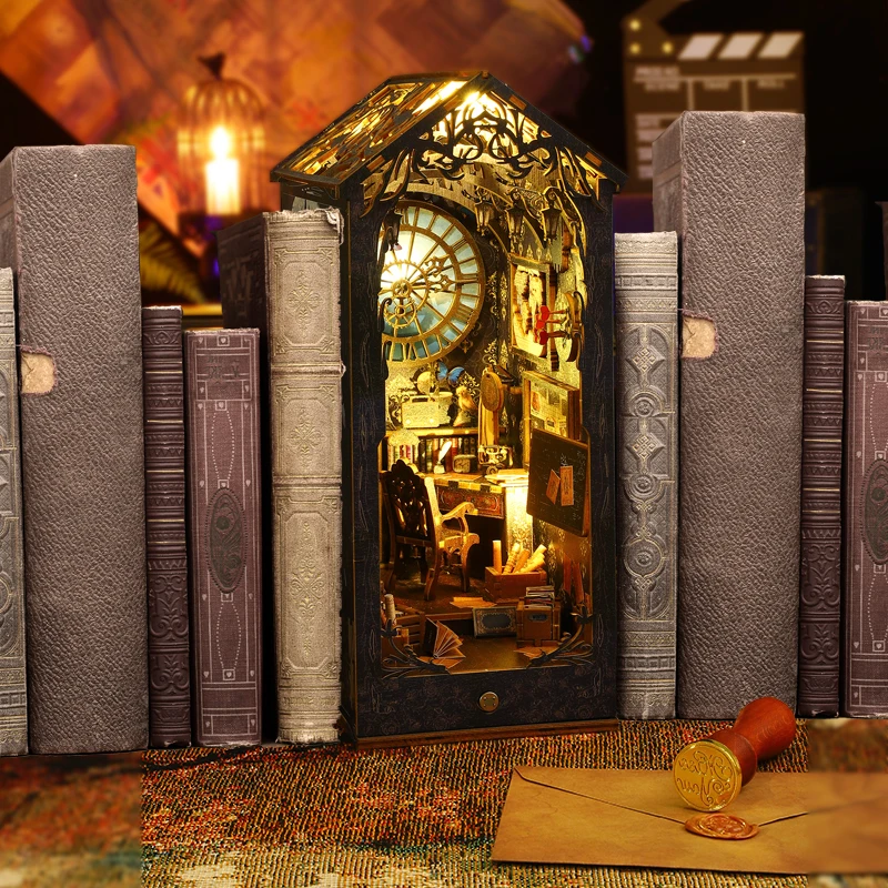 Book Nooks Diorama 3 d Puzzle Wooden Bookend Diy Miniature House Booknook Shelf Insert Detective Agency Book Nook Kit