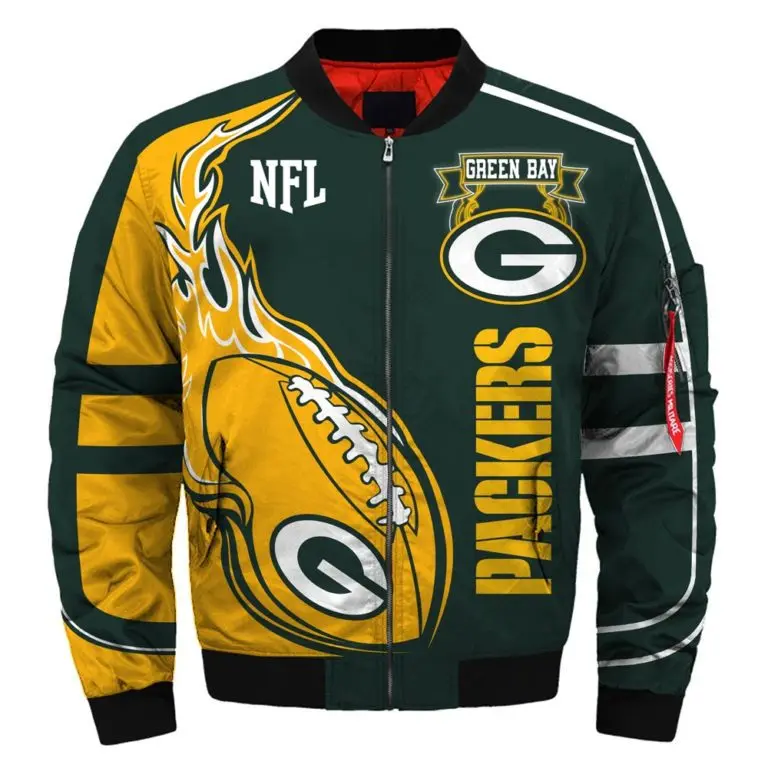 2022 new football teams Green Bay 3D print jacket fashion aviator jacket for men