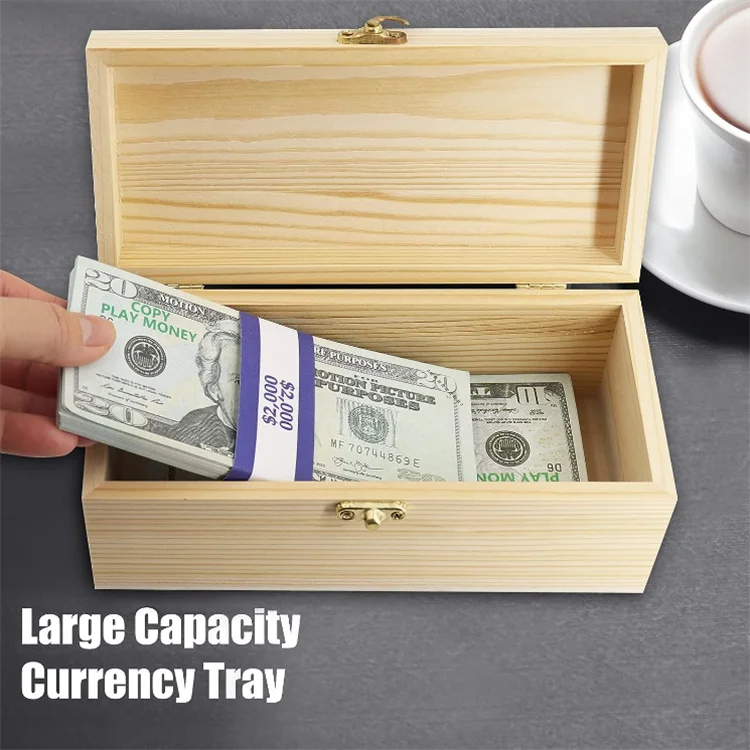 High Quality Portable Single Compartment Piggy Bank Wooden Cash Box Wooden Money Box With Lock