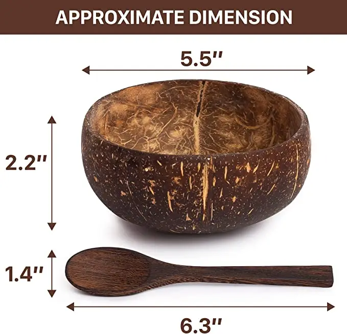 Old coconut shell bowl breakfast oatmeal bowl coconut shell tableware sugar water light food container