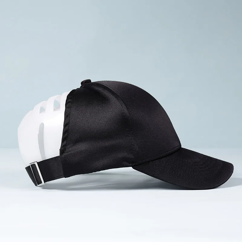 Free Shipping stock Colorful Natural Hair women baseball hat Silk lining Satin Lined Backless Satin Ponytail Cap