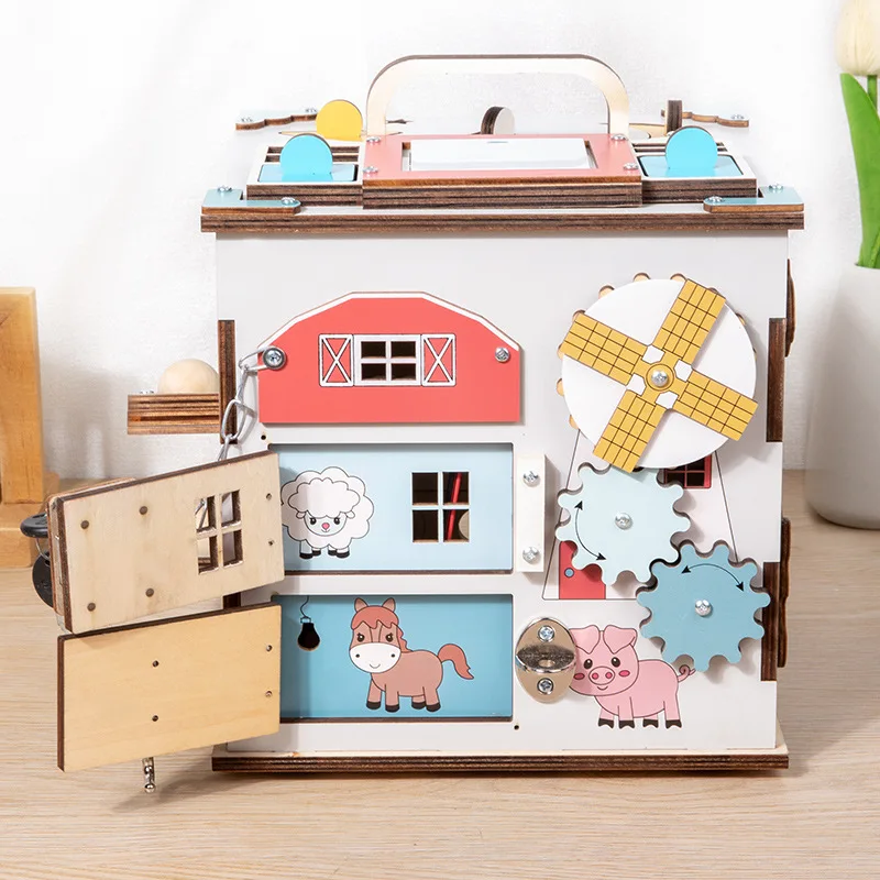 New Design Large Multifunctional Wooden Busy Box Educational Cube Toy Unisex  montessori toys Other Educational Toys for kids