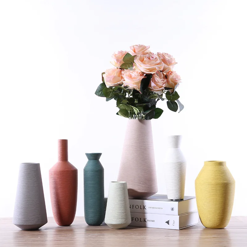 Nordic Morandi Ceramic Drawing Vase Living Room Floral Arrangement Creative Living Room Designer Soft Decorative Decoration