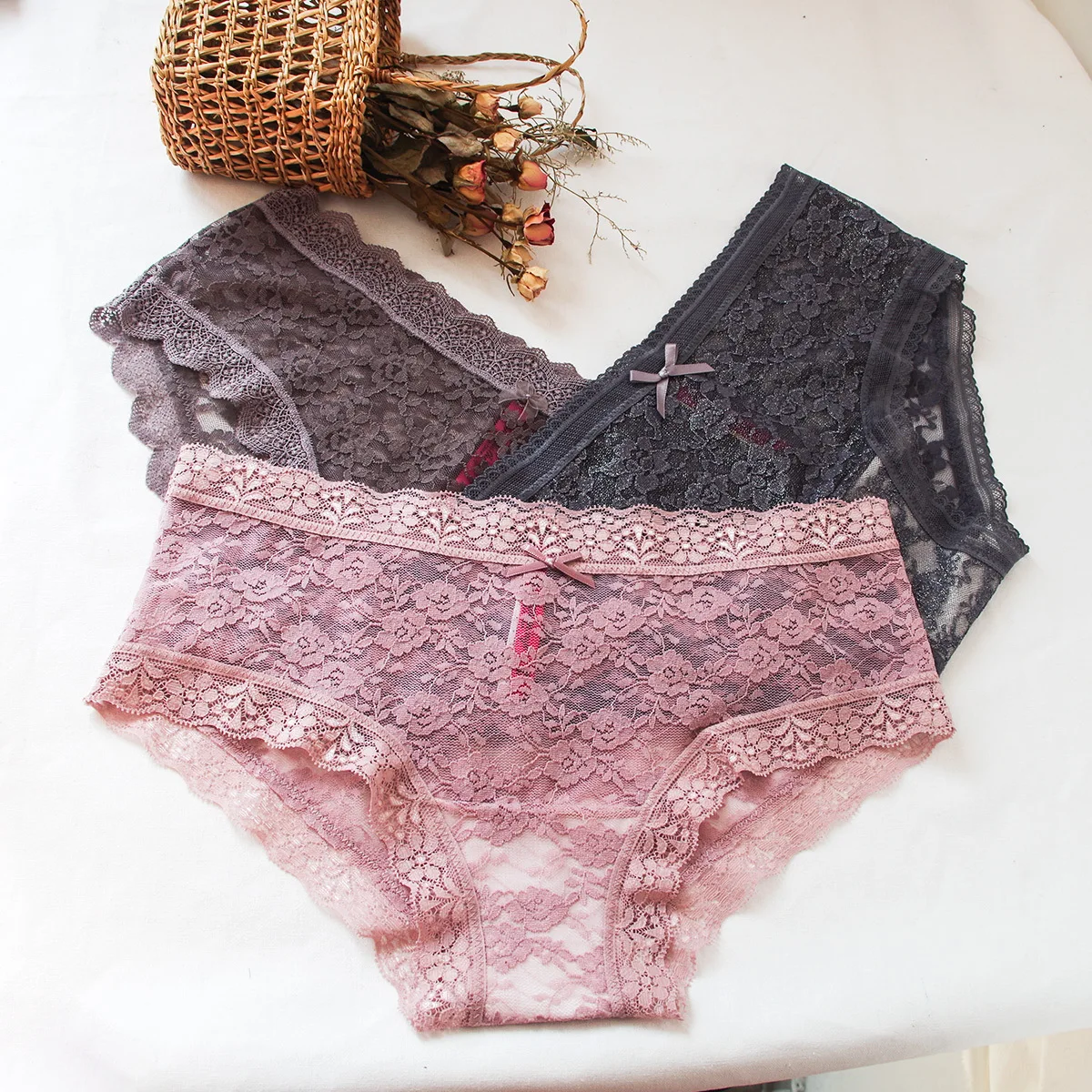 Sexy Good Quality Breathable Women Panty Low Waist Floral Printing Modal Plus Size Sexi Mature Girls Panties Brief