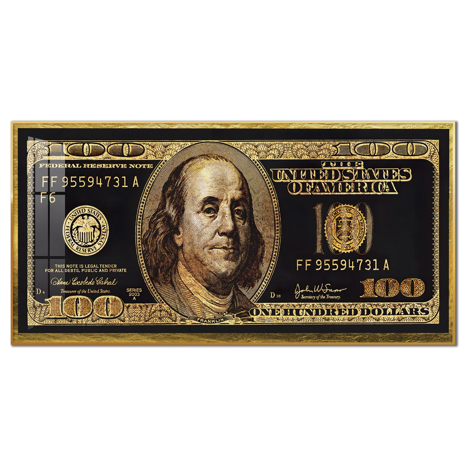 100 dollars money art design Franklin Crystal porcelain painting and wall art luxury decorations for Home decor
