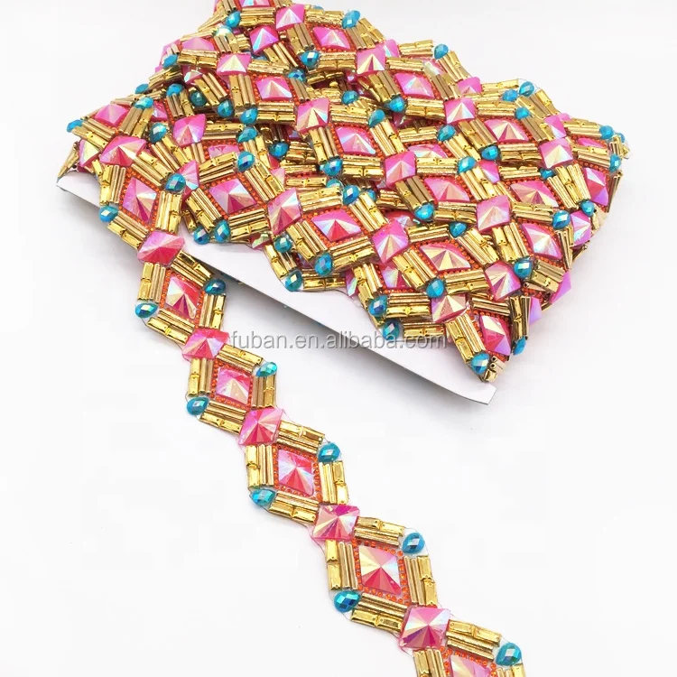 Rhinestone Hotfix Iron-On Clothing Decoration Gemstone Trim for customized carnival couture accessories