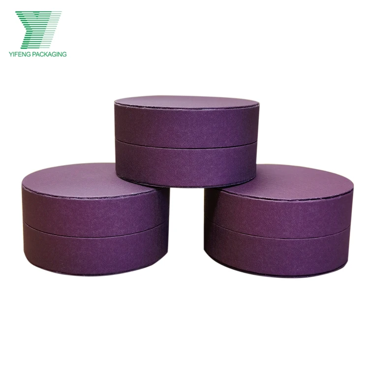 Yifeng Packaging Custom Luxury White Logo Round Velvet Paper Gift Boxes Set Cardboard ring Jewelry Packaging Box