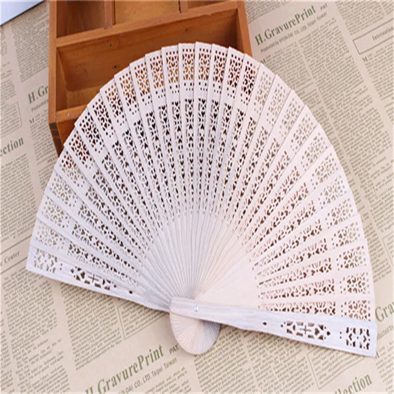 Wedding favors silk fan Chinese carved folding fragrance wood hand fan wedding fan