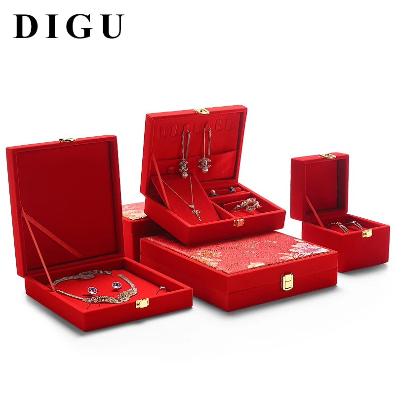 Digu hardware dowry jewelry box Wedding bride price box ring necklace bracelet jewelry set box