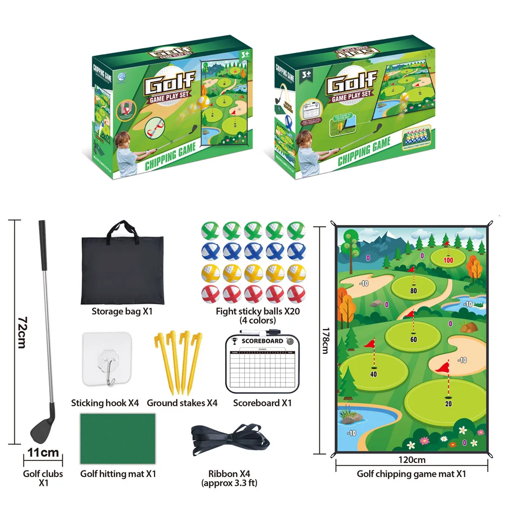 Golf Game Play Set Double-sided PlayMat Set Golf Clubs Toys  Sports Game  Chipping Game Toys For Children Indoor And outdoor