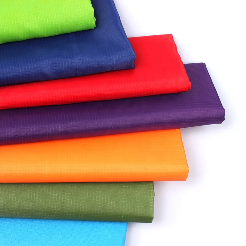 Stock 190t waterproof ripstop polyester taffeta fabric for string bag cosmetic makeup bag wadded jacket lining luggage lining