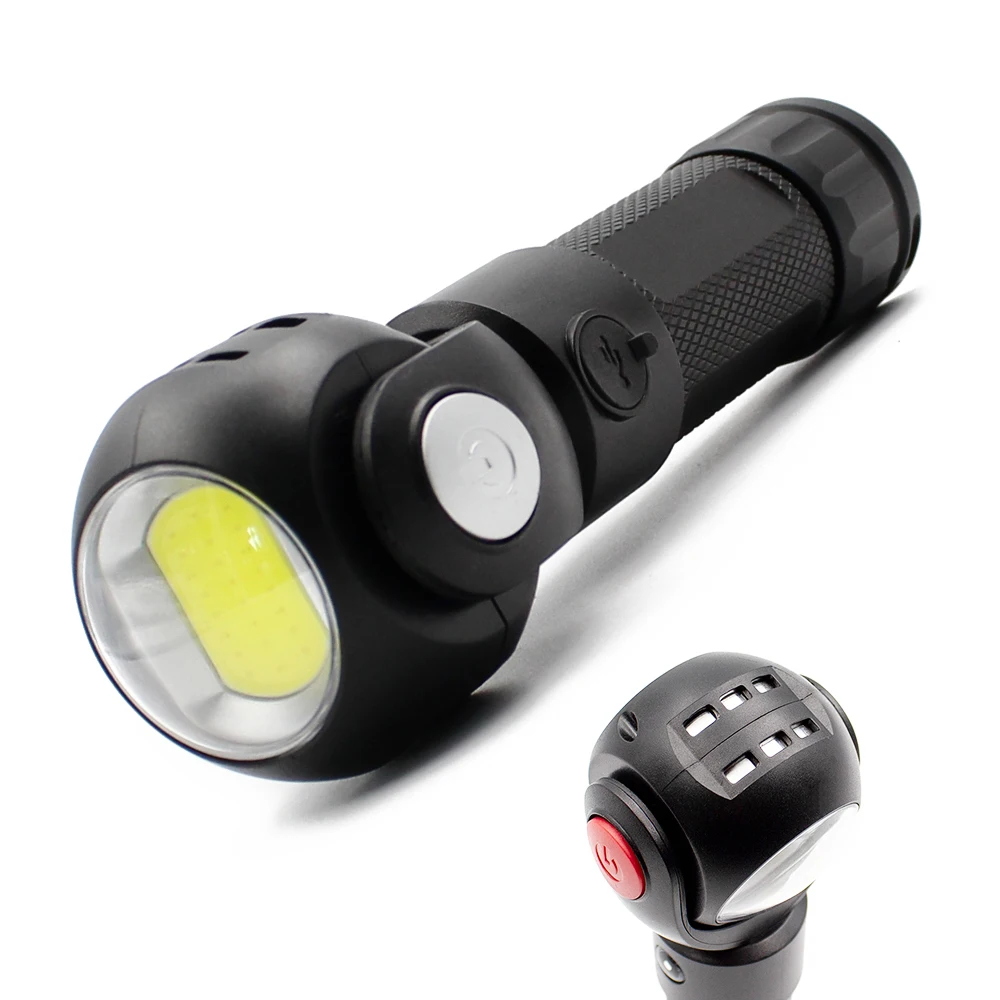 Funny LED torch with 360 degree rotation head handheld super bright rechargeable led flashlight