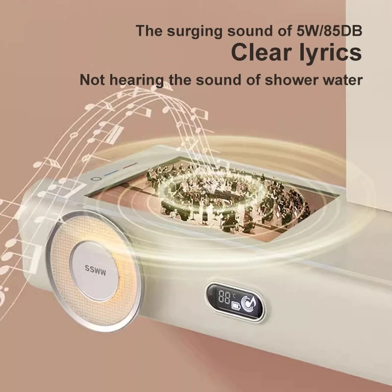 Music Shower Set Bathroom Home Digital Display Bluetooth Three Keys With Speaker Remote Control Pressurized Nozzle With Sound