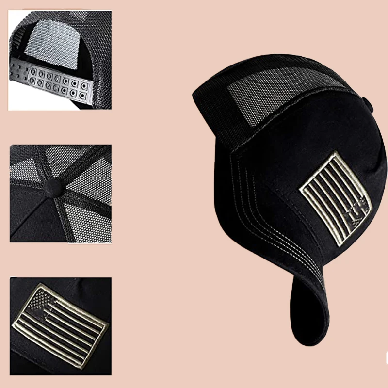 100% Cotton 5 Panel Anime 3D Army Backless American Flag For Men Adjustable Baseball Caps Purple Trucker Hats