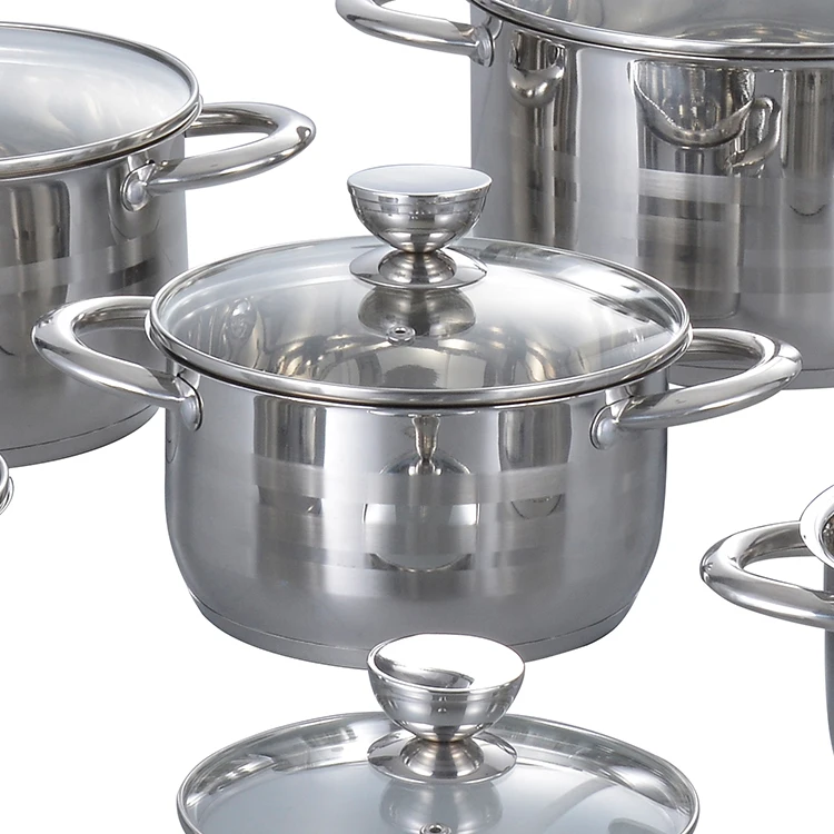 Home Cooking Stainless Steel Pan And Pots Non Stick Cookware Sets With Glass Lid