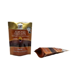 Custom Plastic Food Storage Bag Dark Chocolate Coated Roasted Almonds Zipper Bags 100% Natural 125g Net