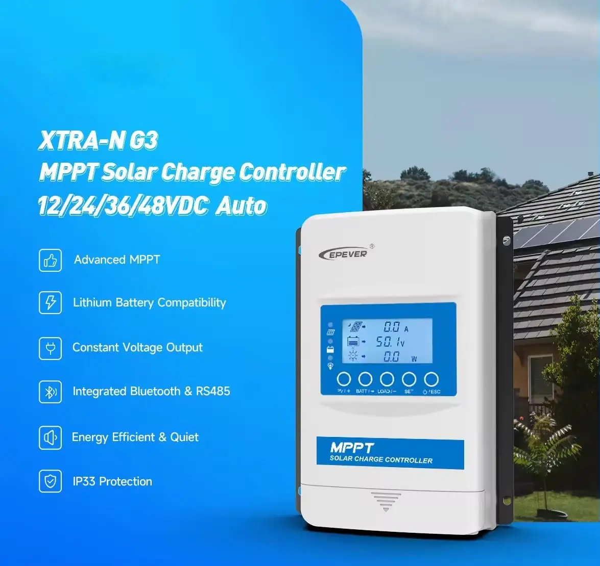 Новая обновленная версия EPEVER XTRA G3 BLE Встроенный Bluetooth 10A 20A 30A 40A MPPT контроллер солнечного заряда для солнечных систем RV