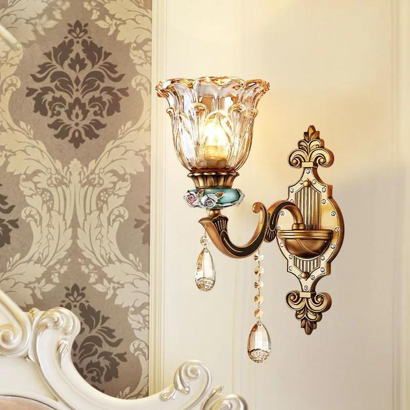 Европейский роскошный настенный светильник в американском стиле ретро для гостиной спальни кабинета отеля виллы комнатная прихожая светодиодный