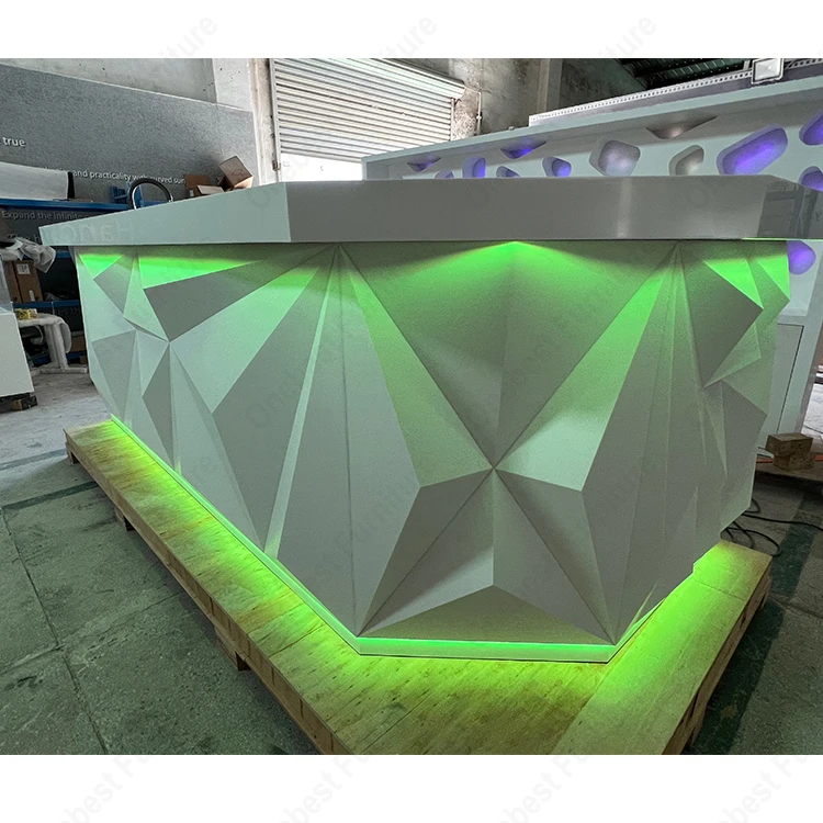 Coffee Shop Bar Counters Led Marble Stone Bar Furniture Stools Restaurant Hotel Bar Counter White