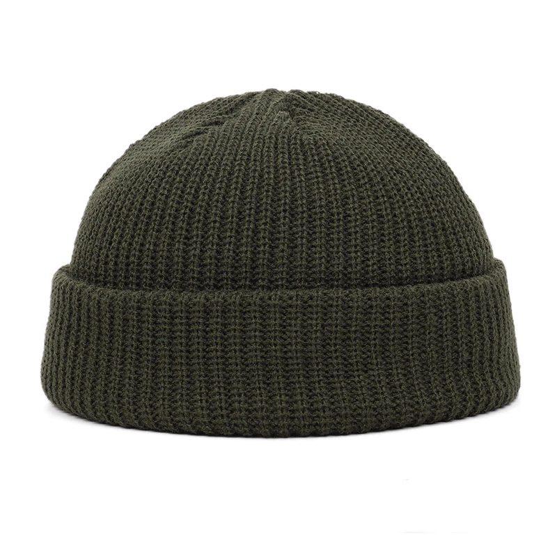 
2020 fashion casual ribbed short skin autumn winter solid color unisex fisherman toque beanie hat 