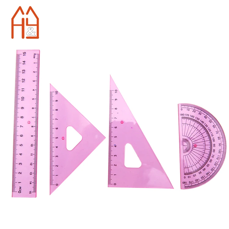 Students Maths Geometry Stationery Ruler Set Squares Triangle Ruler Protractor