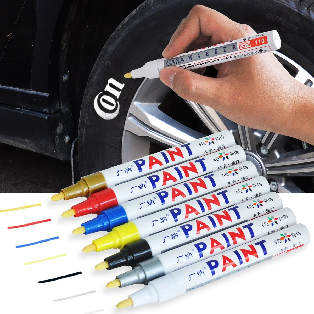 Paint Cleaner Car Wheel Tire Oily Painting Pen Auto Rubber Tyre Polishes Metal Permanent Marker Graffiti Scratch Wet Wax