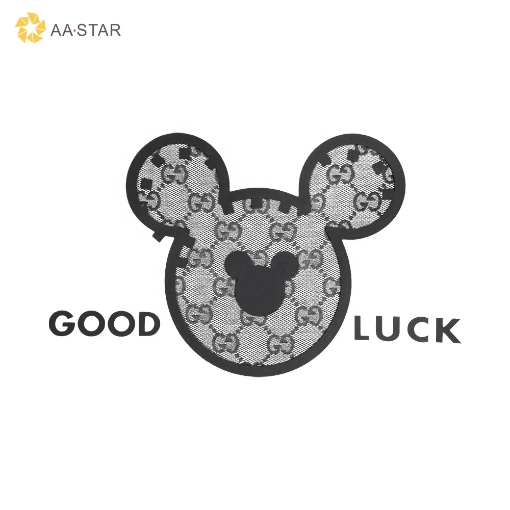 Hot sale mixed materials mouse head puff heat transfer vinyl 3d designs for t shirts
