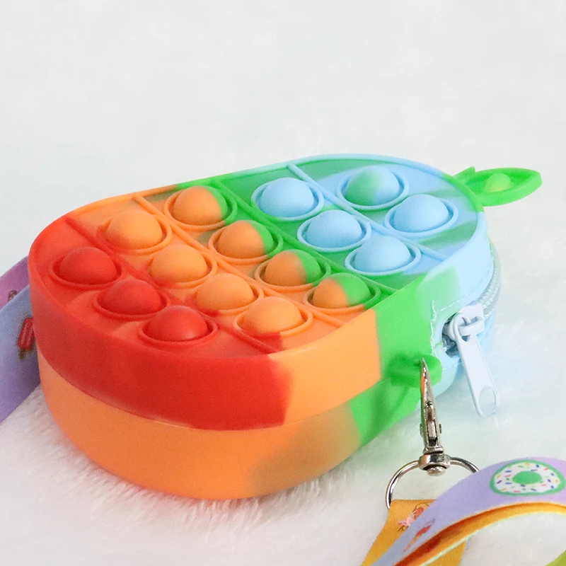 Hot Sell Rainbow Push Bubble Unicorn  Popping it fidget toy Bag Coin Purse  Avocado Of  Mini Bag