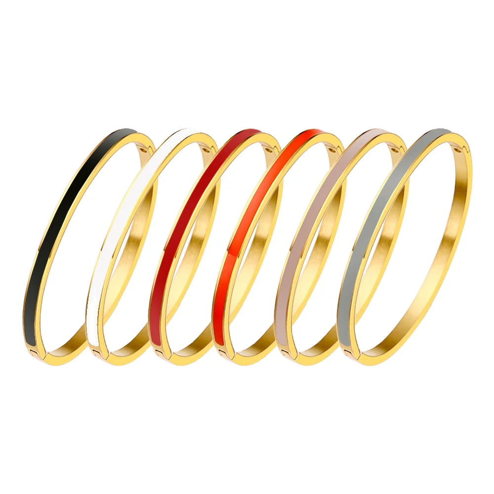 Multi color design 4mm/6mm high-quality stainless steel love colored enamel bracelet for men and women to wear