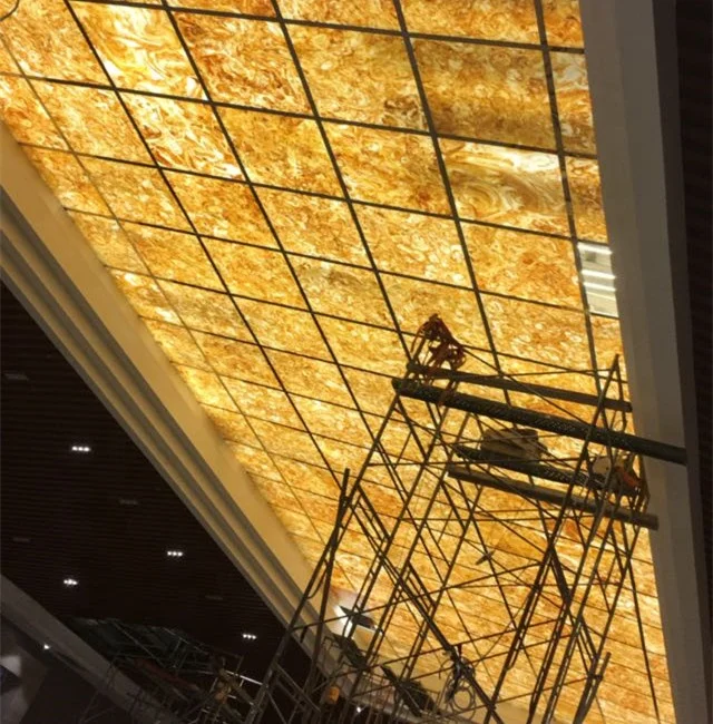 Подсветка Мраморная Панель подвесная растягивающаяся потолочная плитка искусственный полупрозрачный