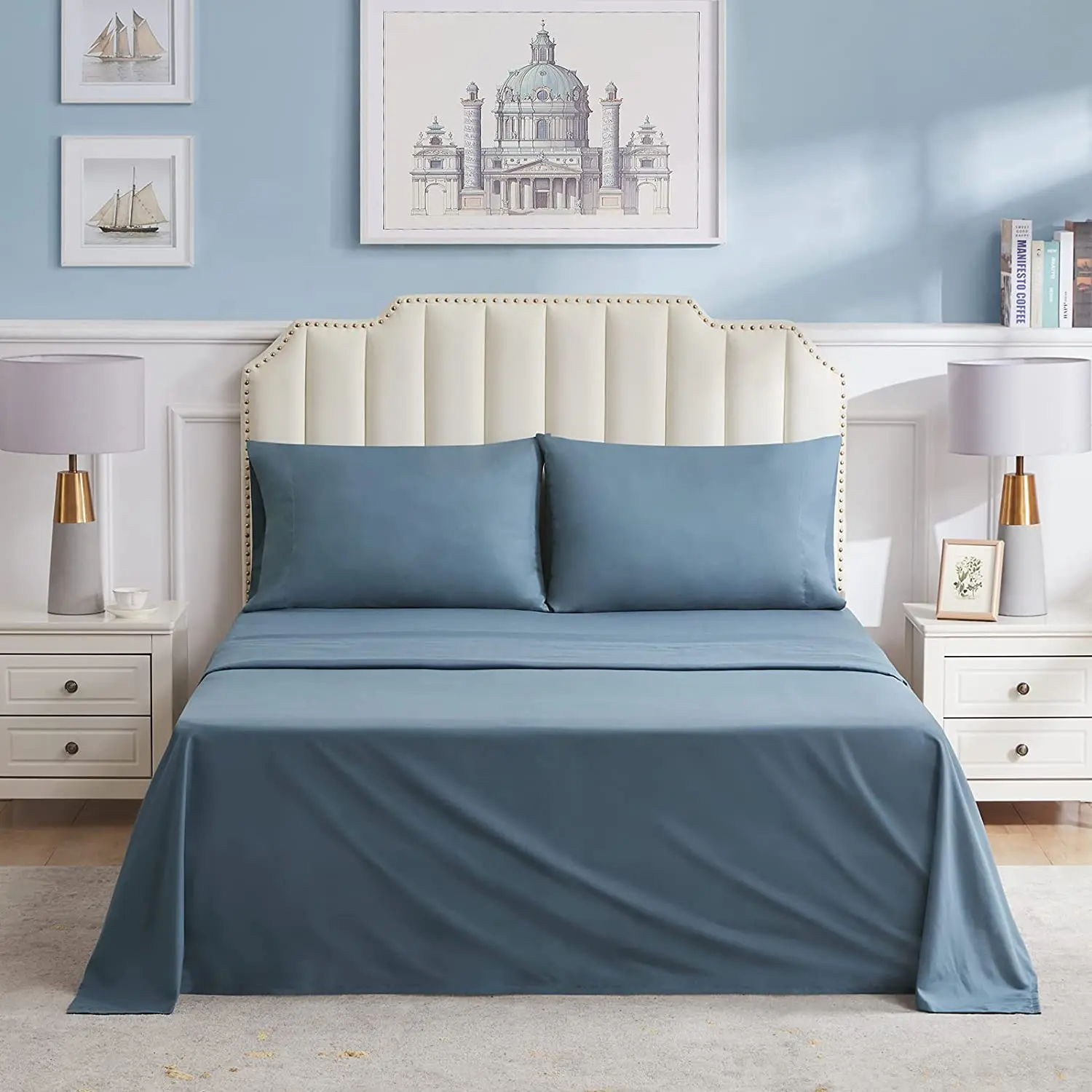 Luxury Comforter King Size Plain Cotton Flat Sheet Bed Sheets Sets Bedding Set