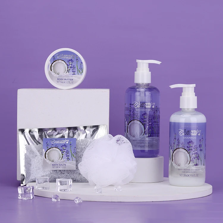 Wholesale 285ml shower gel shampoo lavender bath spa gift kit women bath and body care set