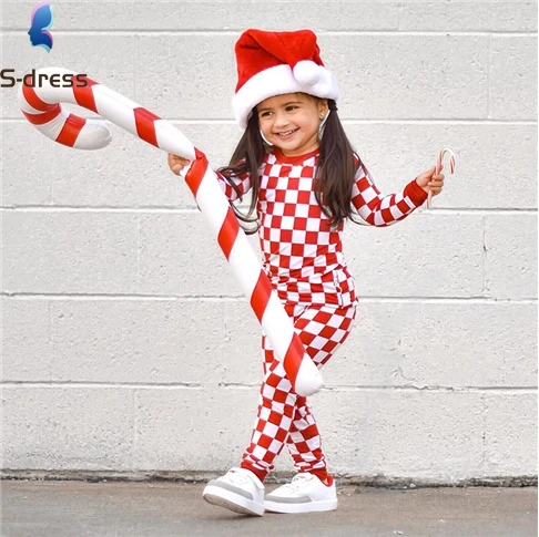 Sibling Matching Outfits Red And Green Plaid Kids Pajama Set Children Pyjamas Sets