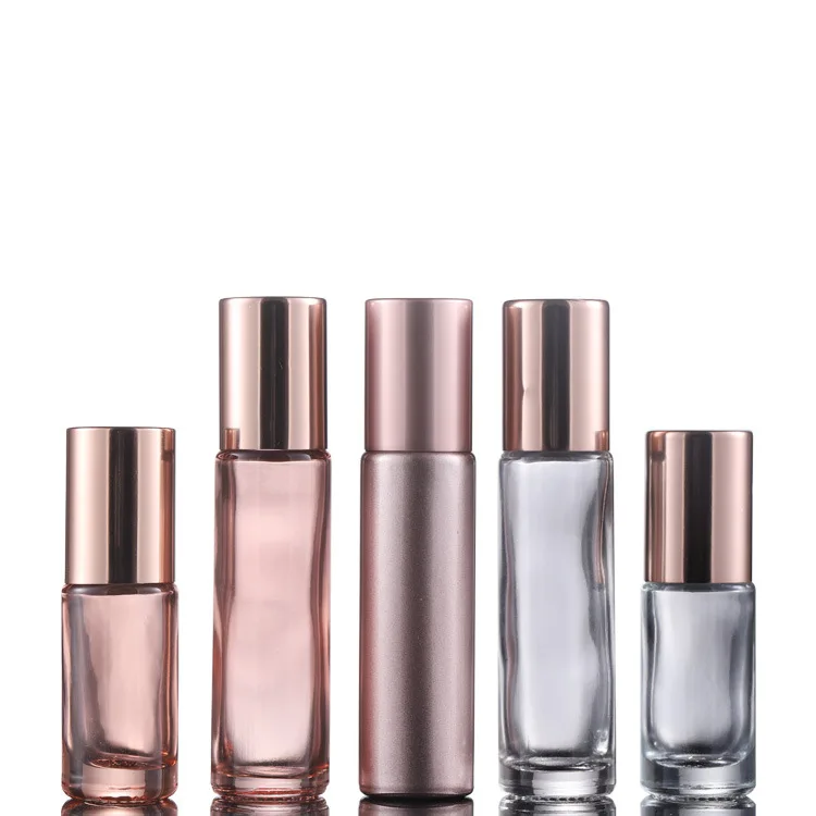 Custom wholesale color clear essential oil perfume roll-on roller mini 1ml 2ml 5ml 6ml 10ml 15ml gemstone glass roll on bottles