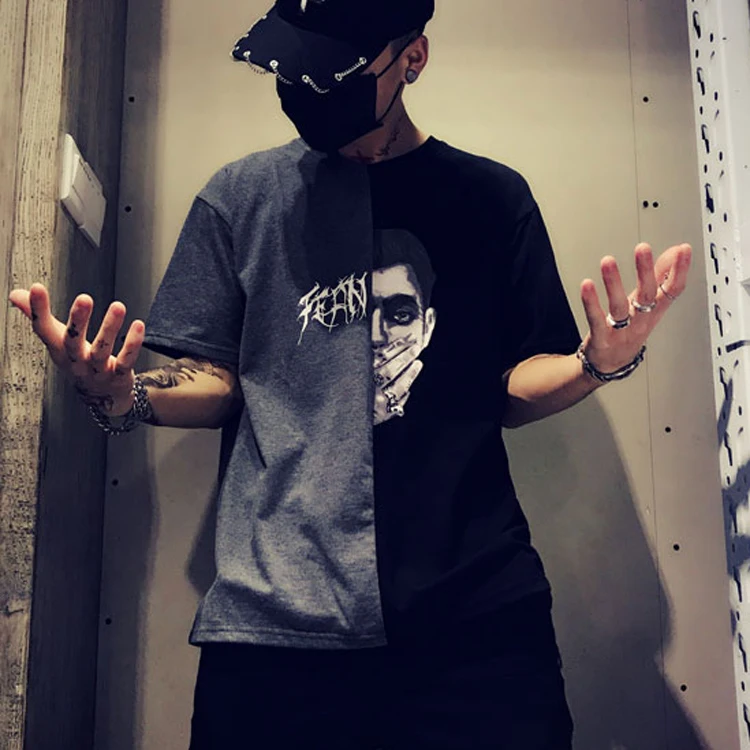 Men White and Black Cut and Sew Custom T Shirt High Quality Custom Vintage t Shirt Sublimated Tshirt