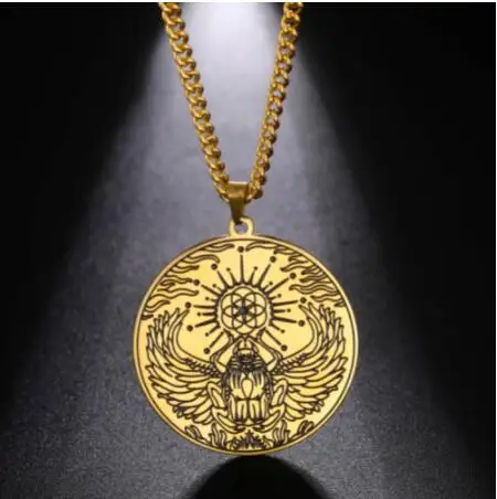 Лидер продаж ожерелье с кулоном в виде семени жизни древнем египетском стиле священный геометрический АНКХ-крест талисман ювелирные изделия из нержавеющей стали